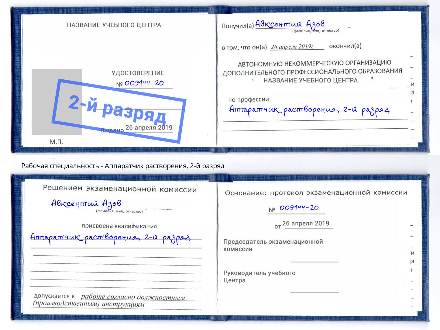 корочка 2-й разряд Аппаратчик растворения Кемерово
