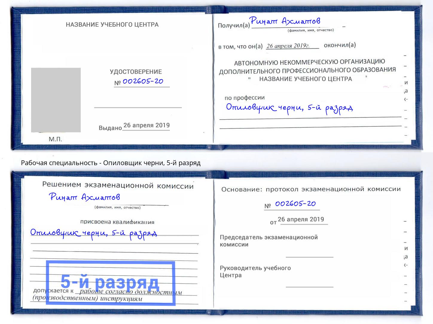 корочка 5-й разряд Опиловщик черни Кемерово