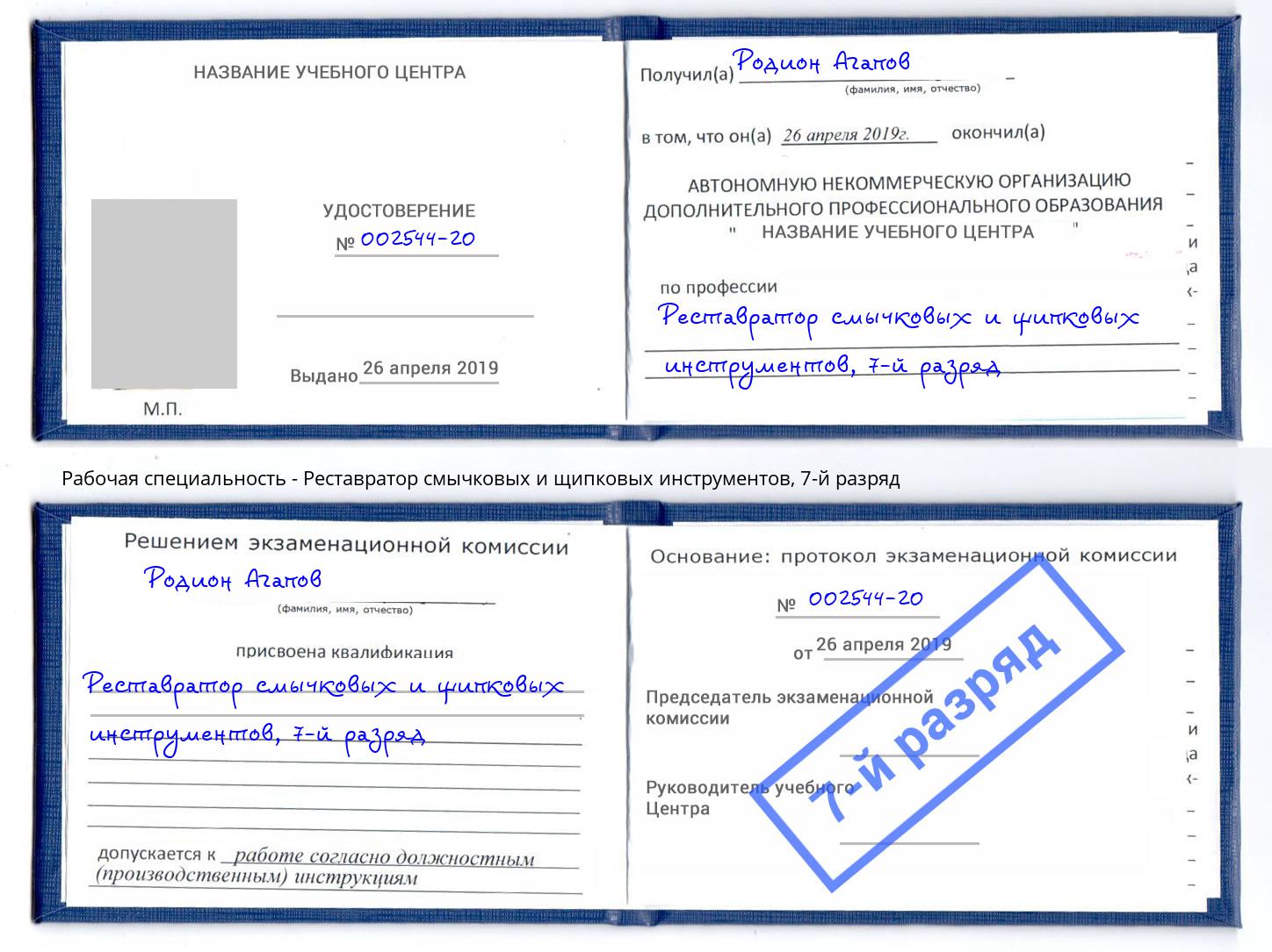 корочка 7-й разряд Реставратор смычковых и щипковых инструментов Кемерово