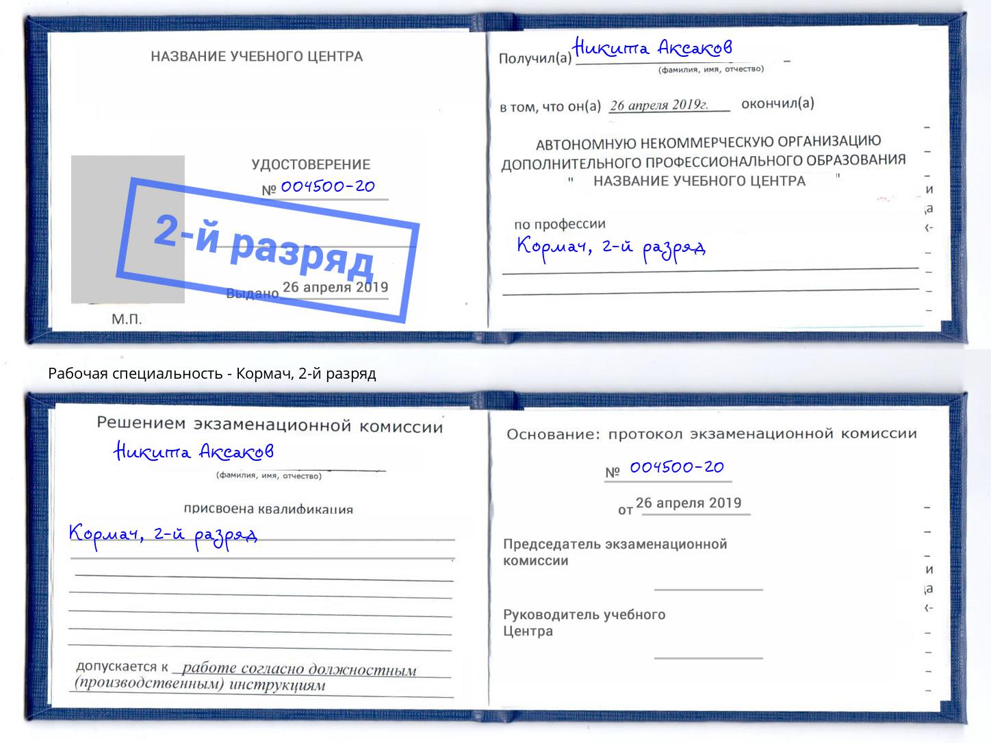 корочка 2-й разряд Кормач Кемерово