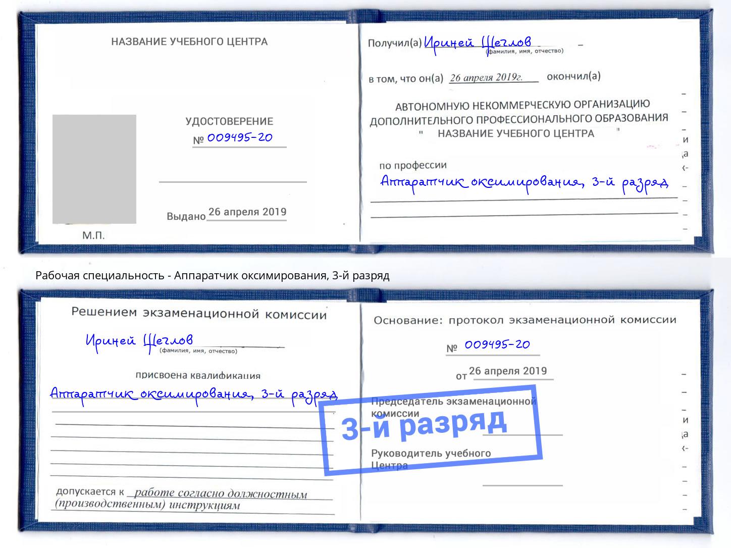 корочка 3-й разряд Аппаратчик оксимирования Кемерово