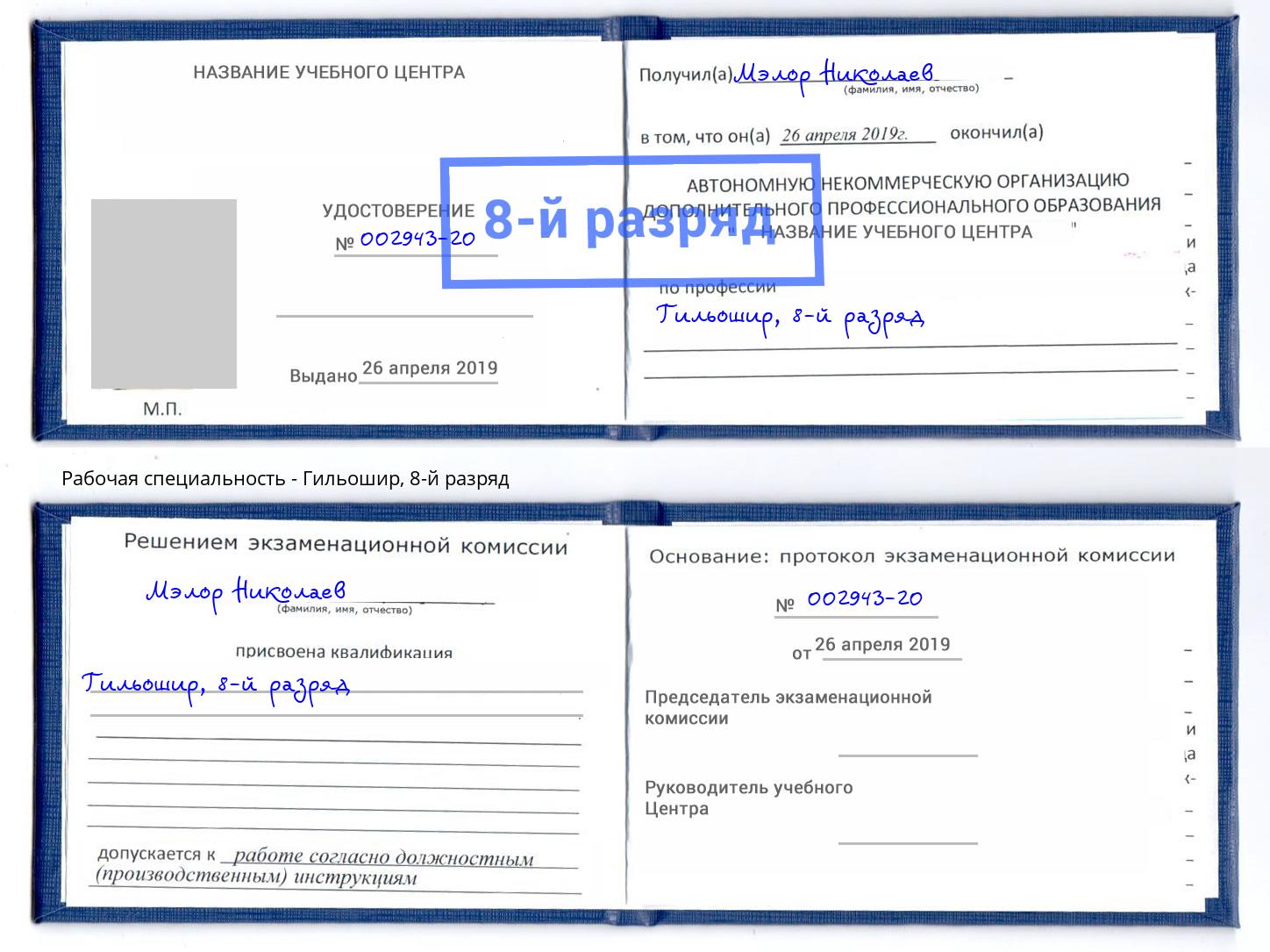 корочка 8-й разряд Гильошир Кемерово